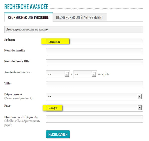 Recherche personne nom de jeune fille